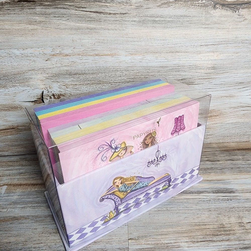 Papyrus Bella Pilar Blank Note Cards Set with Envelopes and Acrylic Box 40ct